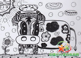 奶牛回家/线描_中国少儿美术教育网