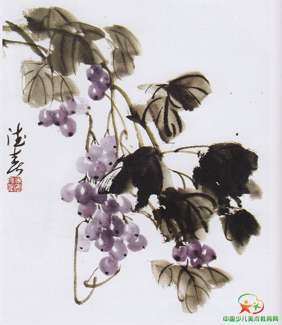 水墨画画葡萄