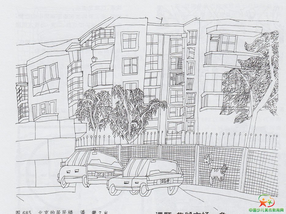 少儿绘画知识:线描--北京的街道