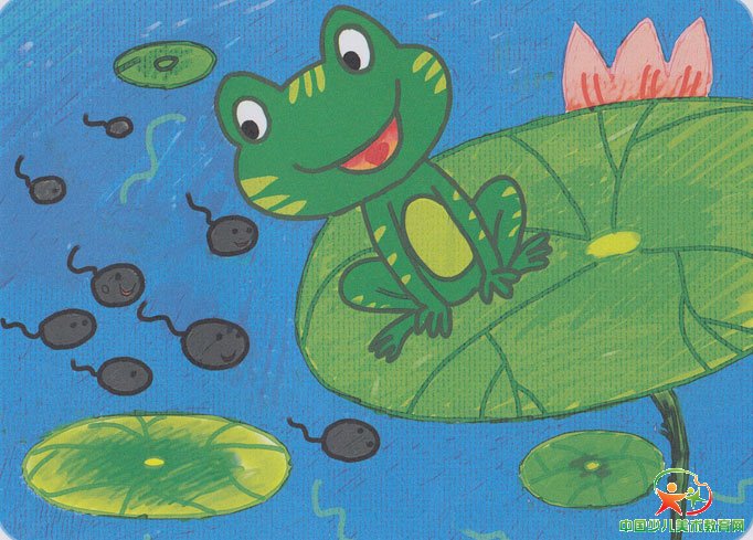 幼儿水彩画--小蝌蚪找妈妈