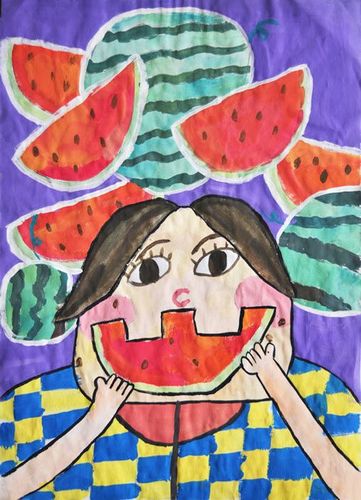 《西瓜》/少儿绘画作品/儿童画/网络美术馆_中国少儿