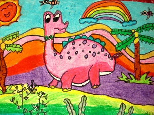 《美丽的恐龙》/少儿绘画作品/儿童画/网络美术馆_中国少儿美术教育网