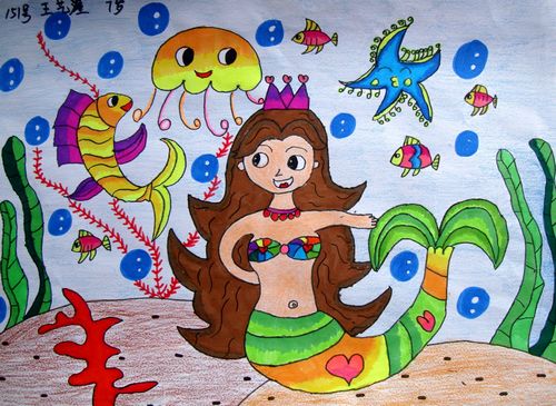 少儿书画作品-美丽的美人鱼\/儿童书画作品