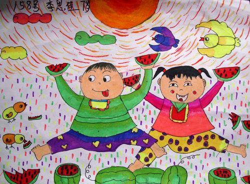 西瓜大丰收/少儿绘画作品/儿童画/网络美术馆_中国少儿美术教育网