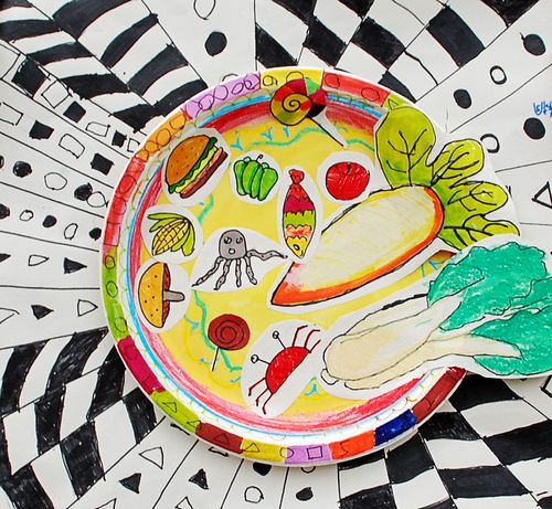 少儿书画作品-盘子里的菜/儿童书画作品盘子里的菜