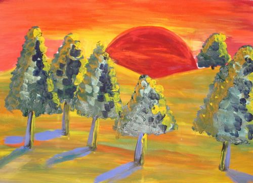 《落日下的风景》/少儿绘画作品/儿童画/网络美术馆_中国少儿美术教育