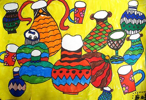 各种各样的罐子/少儿绘画作品/儿童画/网络美术馆_中国少儿美术教育网