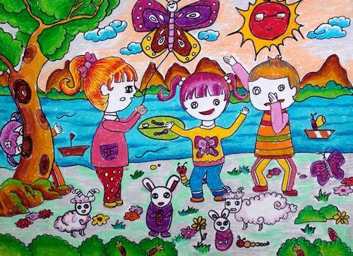 《快乐的童年》/少儿绘画作品/儿童画/网络美术馆