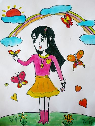 《彩虹小孩》/少儿绘画作品/儿童画/网络美术馆