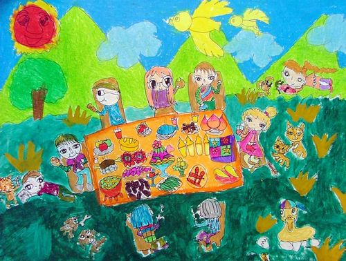 《野餐》/少儿绘画作品/儿童画/网络美术馆_中国少儿