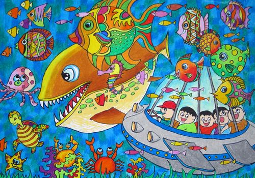 海底世界真精彩/少儿绘画作品/儿童画/网络美术馆_中国少儿美术教育网