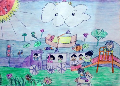 少儿书画作品-游乐园的一天/儿童书画作品游乐园的