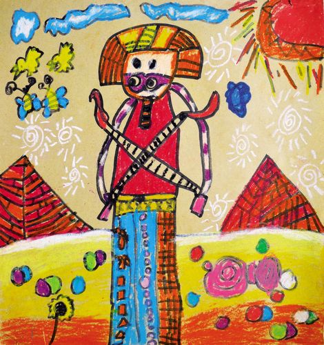 少儿书画作品-可爱的埃及法老/儿童书画作品可爱的