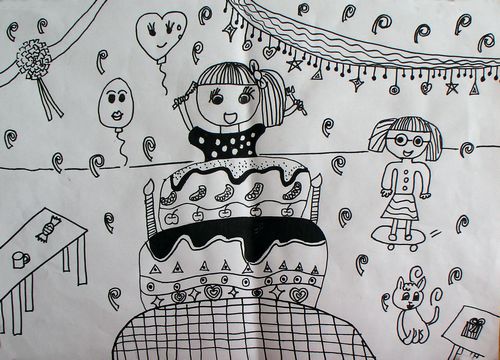 过生日喽/少儿绘画作品/儿童画/网络美术馆_中国少儿美术教育网