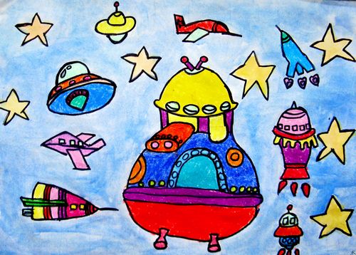 少儿书画作品-宇宙飞船/儿童书画作品宇宙飞船欣赏_中国少儿美术网