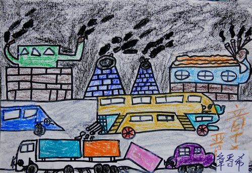 《大气污染》/少儿绘画作品/儿童画/网络美术馆_中国少儿美术教育网