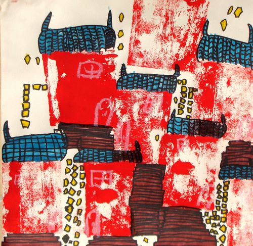 徽派老房子/少儿绘画作品/儿童画/网络美术馆_中国少儿美术教育网