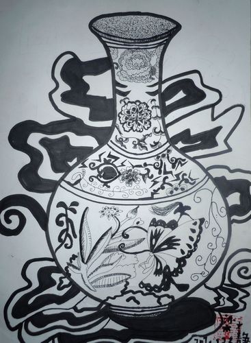 青花瓷写生/少儿绘画作品/儿童画/网络美术馆_中国少儿美术教育网