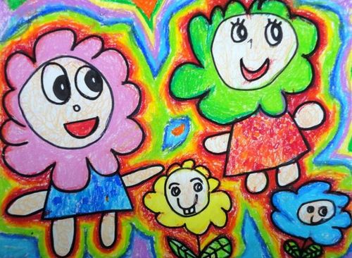 七彩花/少儿绘画作品/儿童画/网络美术馆_中国少儿