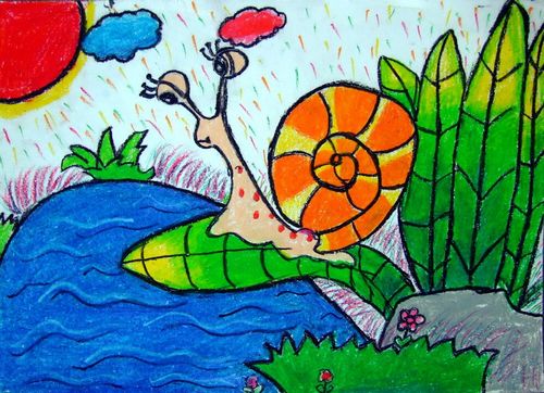 彩色的蜗牛/少儿绘画作品/儿童画/网络美术馆_中国