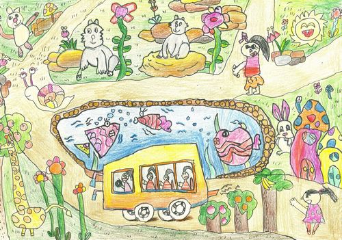 我们去动物园/少儿绘画作品/儿童画/网络美术馆_中国