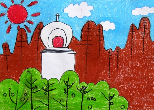 《白塔/少儿绘画作品/儿童画/网络美术馆_中国少儿美术教育网