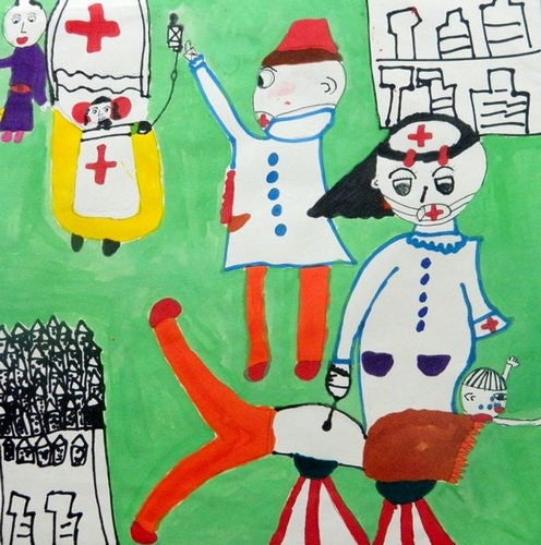 打针/少儿绘画作品/儿童画/网络美术馆_中国少儿美术教育网