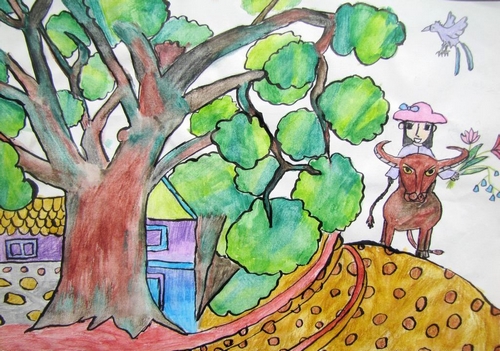 《回家的路上/少儿绘画作品/儿童画/网络美术馆_中国少儿美术教育网