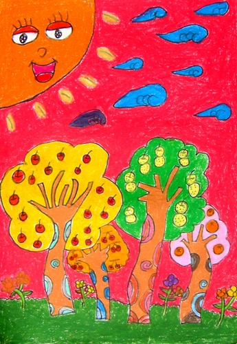 丰收的季节/少儿绘画作品/儿童画/网络美术馆_中国少儿美术教育网