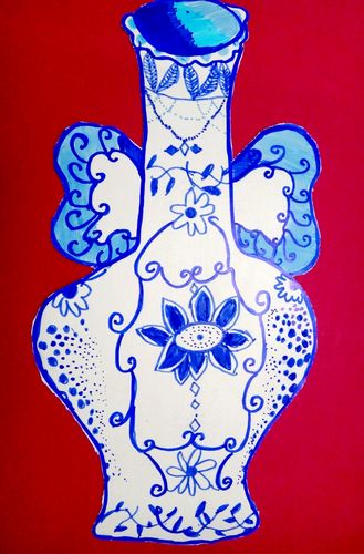 少儿书画作品-美丽的青花瓷/儿童书画作品美丽的青花瓷欣赏_中国少儿