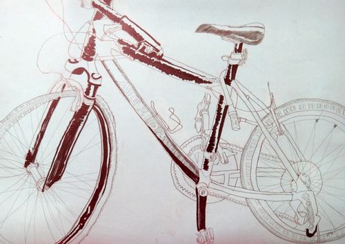 写生自行车/少儿绘画作品/儿童画/网络美术馆_中国