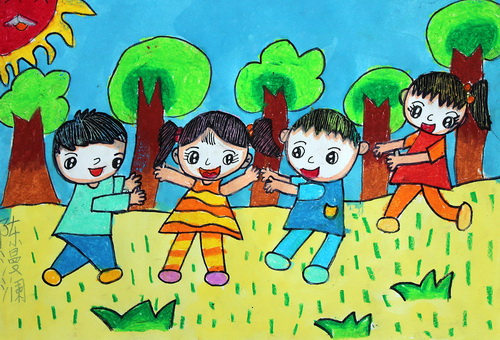 快乐星期天/少儿绘画作品/儿童画/网络美术馆_中国