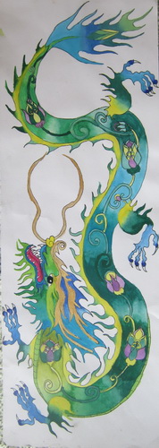 四神兽之青龙/少儿绘画作品/儿童画/网络美术馆_中国少儿美术教育网
