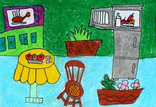 少儿书画作品-《我爱我家》/儿童书画作品《我爱我家