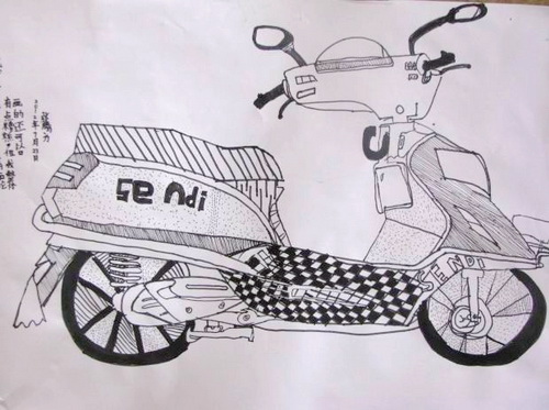 电动车/少儿绘画作品/儿童画/网络美术馆_中国少儿
