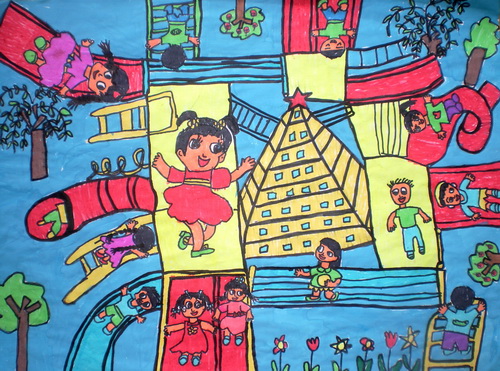 我梦中的学校/少儿绘画作品/儿童画/网络美术馆_中国