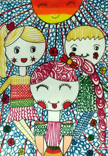 快乐一家人/少儿绘画作品/儿童画/网络美术馆_中国少儿美术教育网