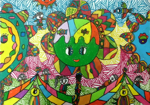 我们的快乐家园/少儿绘画作品/儿童画/网络美术馆_中国少儿美术教育网