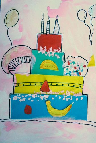 妈妈-生日快乐/少儿绘画作品/儿童画/网络美术馆_中国少儿美术教育网