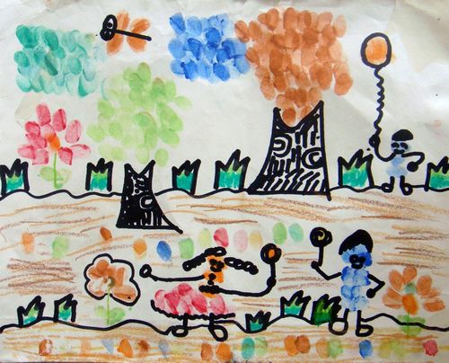 郊外的小朋友/少儿绘画作品/儿童画/网络美术馆_中国少儿美术教育网