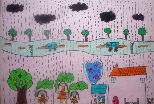家乡的雨/少儿绘画作品/儿童画/网络美术馆_中国少儿