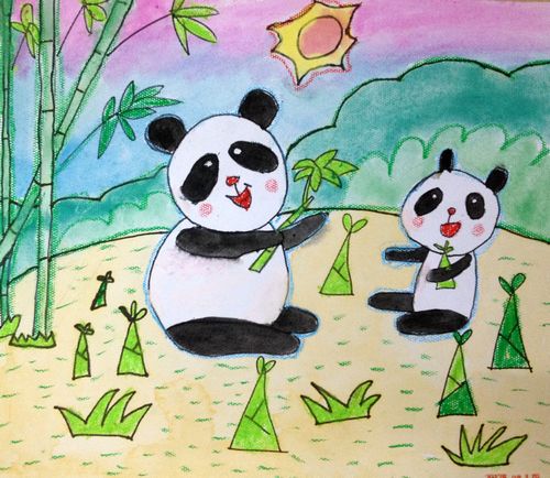 国宝大熊猫/少儿绘画作品/儿童画/网络美术馆_中国