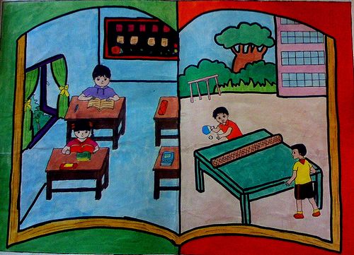 校园绘画儿童作品,儿童绘画 美丽的校园,儿童校园 ...