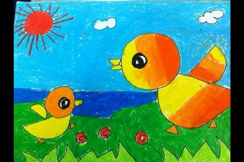 两只小鸟/少儿绘画作品/儿童画/网络美术馆_中国少儿