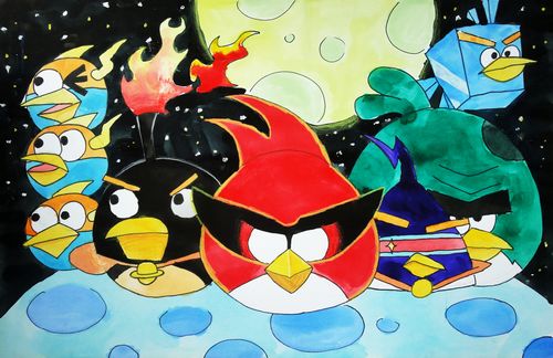 愤怒的小鸟太空版/少儿绘画作品/儿童画/网络美术馆