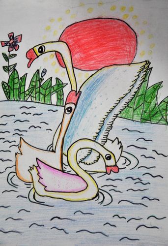 白天鹅/少儿绘画作品/儿童画/网络美术馆_中国少儿美术教育网