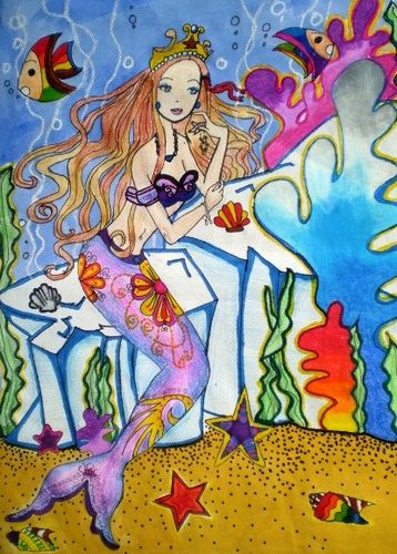 《海底美人鱼》/少儿绘画作品/儿童画/网络美术馆