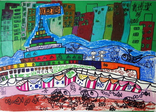 《海上的轮船》/少儿绘画作品/儿童画/网络美术馆_中国少儿美术教育网