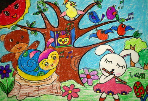 快乐音乐会/少儿绘画作品/儿童画/网络美术馆_中国少儿美术教育网