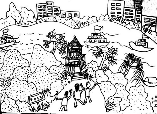 《美丽的家乡》/少儿绘画作品/儿童画/网络美术馆